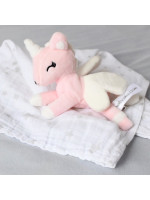 Mini plyšový jednorožec Metoo s mušelínové plienkou ružovo/biely, 12cm