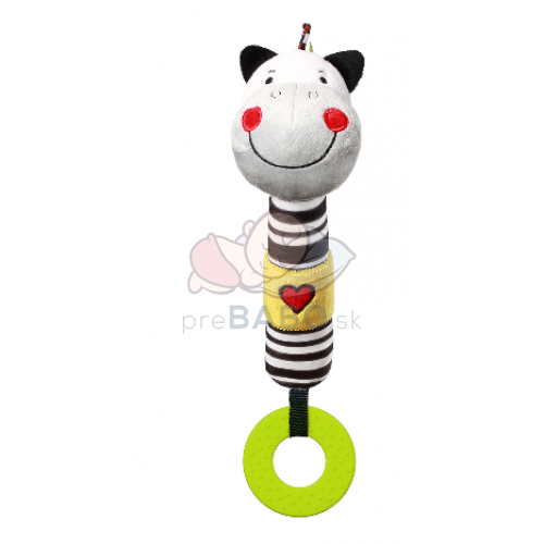 BabyOno Plyšová pískacia hračka s hryzátkom Zebra Zack, 26 cm