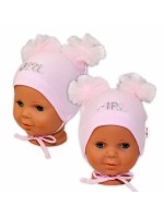 Bavlnená čiapočka na zaväzovanie Baby Nellys s mašličkami Tutu - sv. ružová