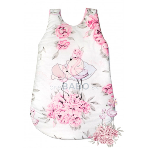 Bavlnený spací vak Baby Nellys, Plameniak, 70 cm - ružový