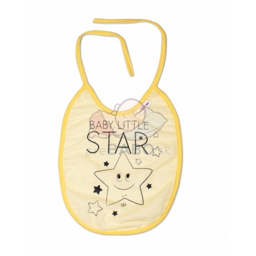 Nepromokavý podbradník, 24 x 23 cm Baby Nellys veľký Baby Little Star - žltá