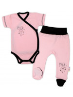 Baby Nellys 2-dielna sada body kr. rukáv + polodupačky, ružová - Baby Little Star, veľ. 56