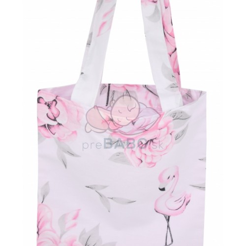 Bavlnená taška Baby Nellys Maxi pre mamy - Plameniak ružový