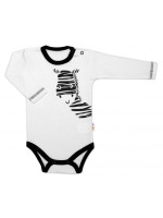 Baby Nellys Body dlhý rukáv, biele, Zebra, veľ. 56