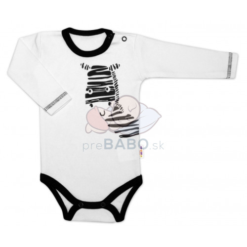 Baby Nellys Body dlhý rukáv, biele, Zebra, veľ. 56