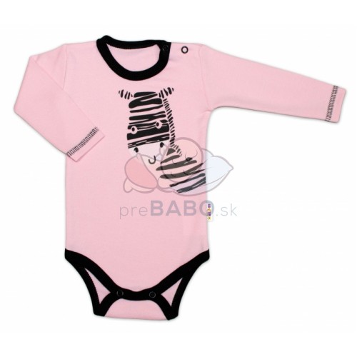 Baby Nellys Body dlhý rukáv, ružové, Zebra, veľ. 74