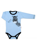 Baby Nellys Body dlhý rukáv, modré, Zebra, veľ. 86