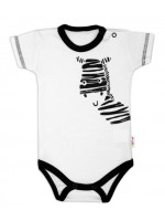 Body krátky rukáv Baby Nellys, Zebra - biele, veľ. 86