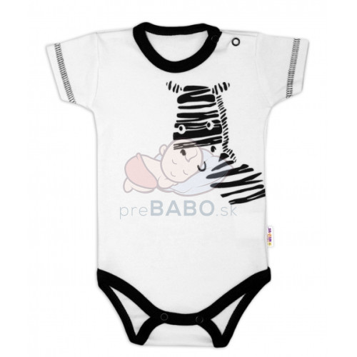 Body krátky rukáv Baby Nellys, Zebra - biele, veľ. 86