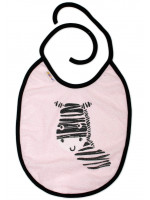 Nepromokavý podbradník, 24 x 23 cm Baby Nellys veľký Zebra - ružová