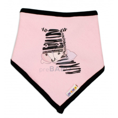 Detský bavlnený šatka na krk Baby Nellys, Zebra - ružový