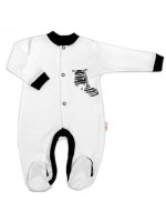 Baby Nellys Bavlnený overal Zebra - bielý, vel. 74
