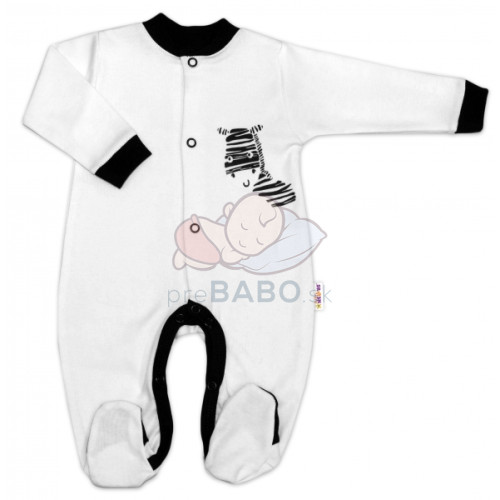 Baby Nellys Bavlnený overal Zebra - bielý, vel. 74