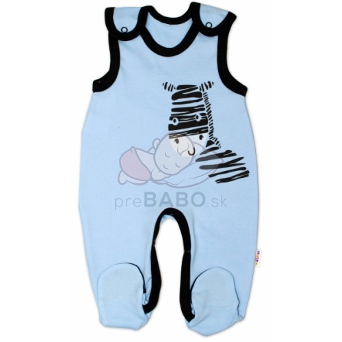 Dojčenské bavlnené dupačky Baby Nellys, Zebra - modré, velˇ. 56