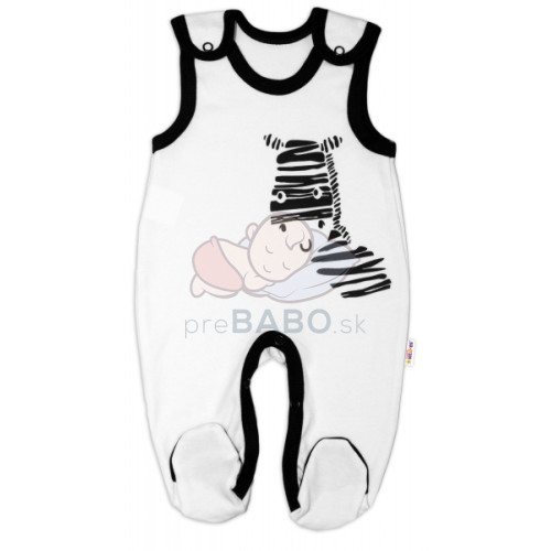 Dojčenské bavlnené dupačky Baby Nellys, Zebra - biele, veľ. 68