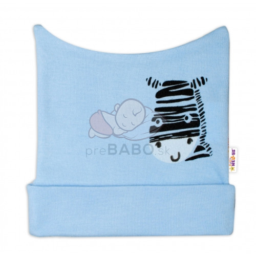Novorodenecká čiapočka Baby Nellys, Zebra - modrá, veľ. 56