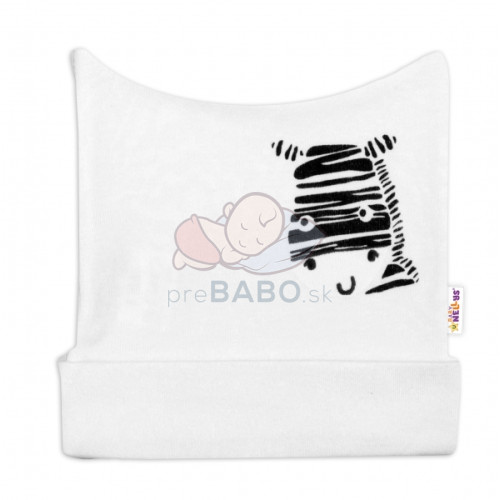 Novorodenecká čiapočka Baby Nellys, Zebra - biela