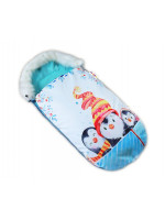Fusak Baby Nellys Winter Friends Lux velvet s kožušinkou, 105x55 cm - kamaráti / tyrkys