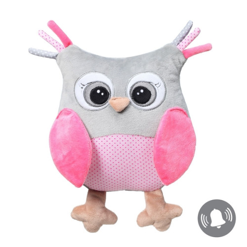 Plyšová hračka s hrkálkou Owl Sofia - ružová