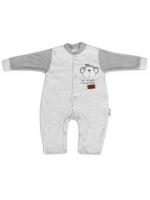 Baby Nellys Bavlnený overal bez šlapiek Monkey - sv. sivý melírek, veľ. 86