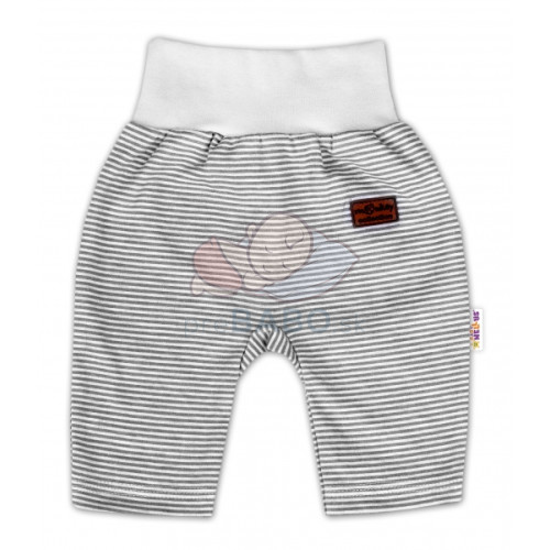 Baby Nellys Bavlnené tepláčky Monkey - prúžky/sv. sivý melír, veľ. 62