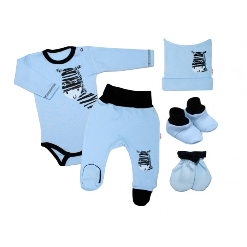 Baby Nellys Súpravička do pôrodnice Zebra - modrá, veľ. 68