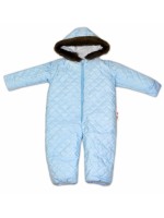 Kombinéza s kapucňou a kožušinkou Baby Nellys ®prošívaná, bez šlapie - sv. modrá, veľ. 86