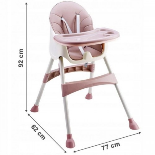 Eco toys Jedálenský stolička, stolček 2v1 - ružová