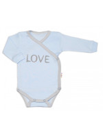 Baby Nellys Body dlhý rukáv Love - zapínanie bokom, modré, veľ. 56