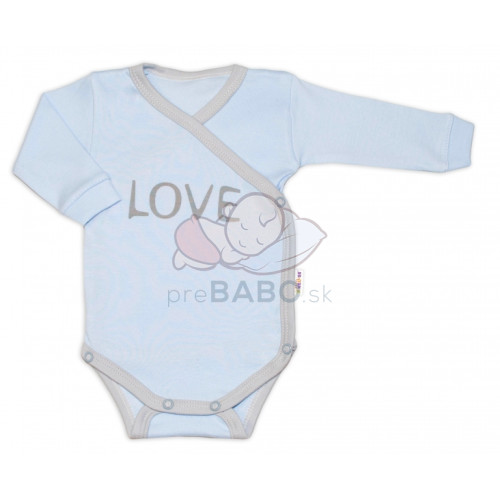Baby Nellys Body dlhý rukáv Love - zapínanie bokom, modré, veľ. 56