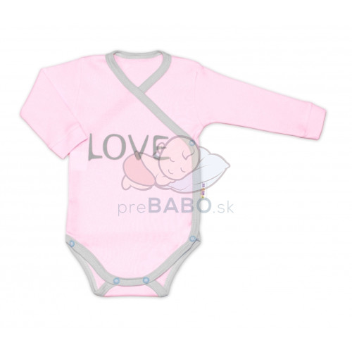 Baby Nellys Body dlhý rukáv Love - zapínanie bokom, ružové, veľ. 56