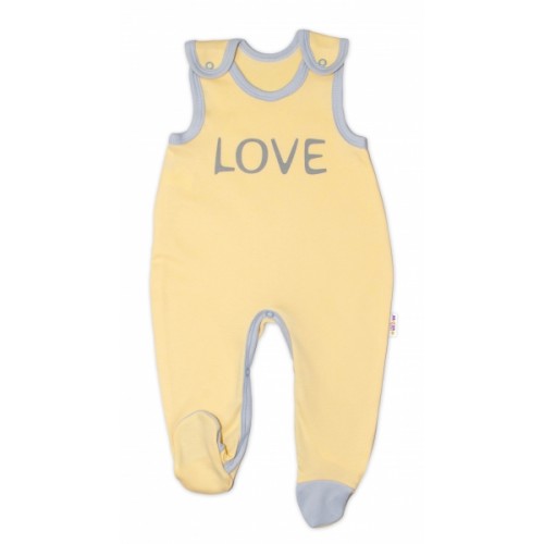 Dojčenské bavlnené dupačky Baby Nellys, Love - žlté, veľ. 56