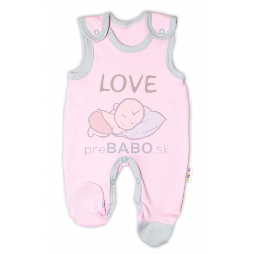 Dojčenské bavlnené dupačky Baby Nellys, Love - ružové, veľ. 74