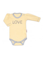 Baby Nellys Body dlhý rukáv Love - žltý, veľ. 56