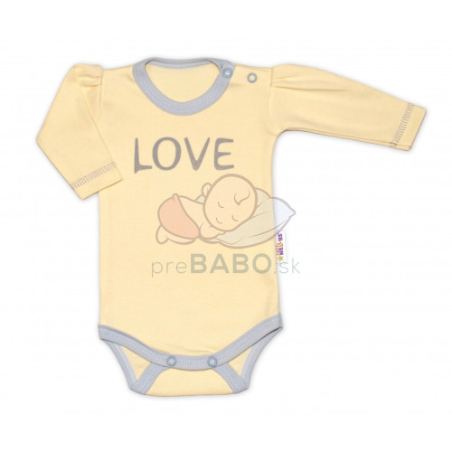 Baby Nellys Body dlhý rukáv Love - žltý, veľ. 62