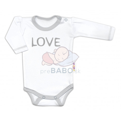 Baby Nellys Body dlhý rukáv Love - biely, veľ. 56