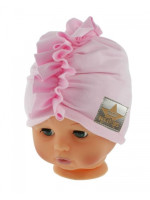 Baby Nellys Jarná/jesenná bavlnená čiapka - turban, sv. ružová