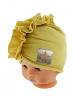 Baby Nellys Jarná/jesenná bavlnená čiapka - turban, horčicová