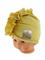 Baby Nellys Jarná/jesenná bavlnená čiapka - turban, horčicová, vel. 80/86