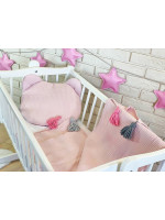 Baby Nellys Detská vaflová 2 dielna sada Macko - starorůžová