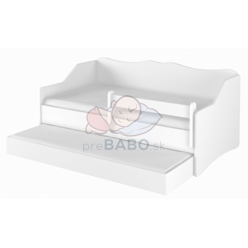 Detská posteľ s výsuvnou prístelkou 160 x 80 cm - biela