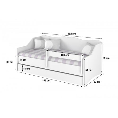Detská posteľ s výsuvnou prístelkou 160 x 80 cm - biela