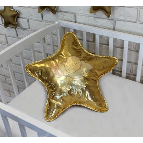 Baby Nellys Dekoračné obojstranný vankúšik - Hviezdička, 45 cm - zlatý