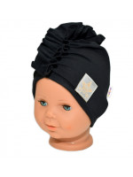 Baby Nellys Jarná /jesenná bavlnená čiapka - turban, čierna, vel. 80/86