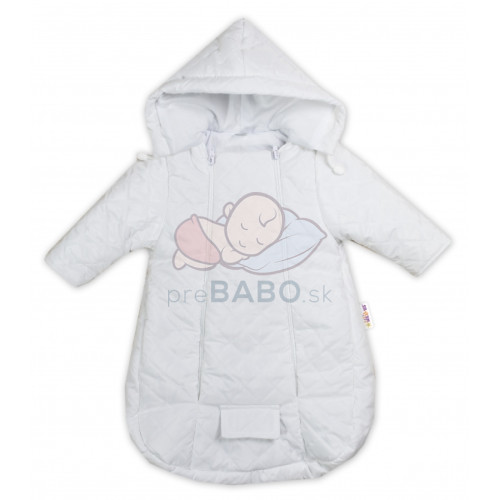 Kombinézka s kapucňou do autosedačky, kočíka Lux Baby Nellys ®prošívaná - biela