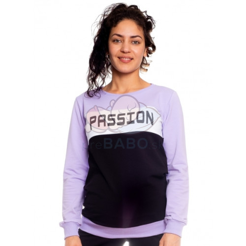 Be Maamaa Tehotenská, dojčiace mikina Passion, lila-čierná-biela, veľ. XS