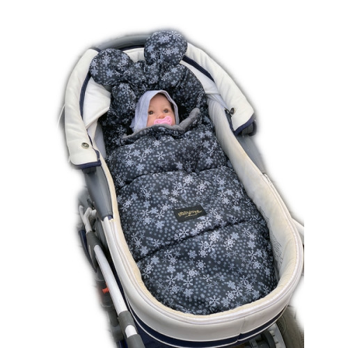 Baby Nellys nepremokavý fusak s uškami MIKI, fleece Velvet 90 x 50 cm - čierna s hviezdami