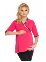 Be Maamaa Tehotenské, dojčiace pyžamo 3/4 rukáv - ružová, čierna, veľ. L/XL