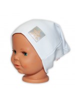 Baby Nellys Hand Made Detská funkčná čiapka s dvojitým lemom - biela, vel. 110