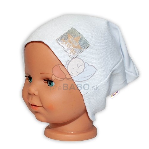 Detská funkčná čiapka s dvojitým lemom - biela, vel. 110